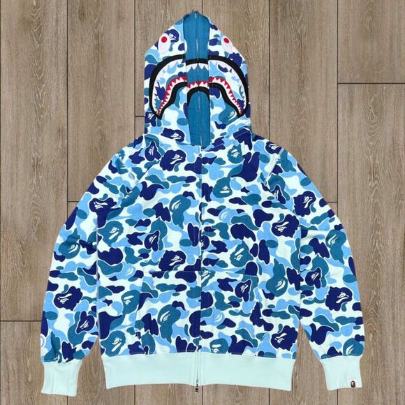 Bape Classic Camo Zipper Hoodie Blue - Picture 1 of 4